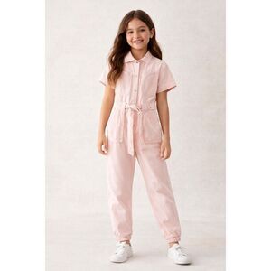 ZARA Girl’s Pink Denim Utility Jumpsuit Size 10
